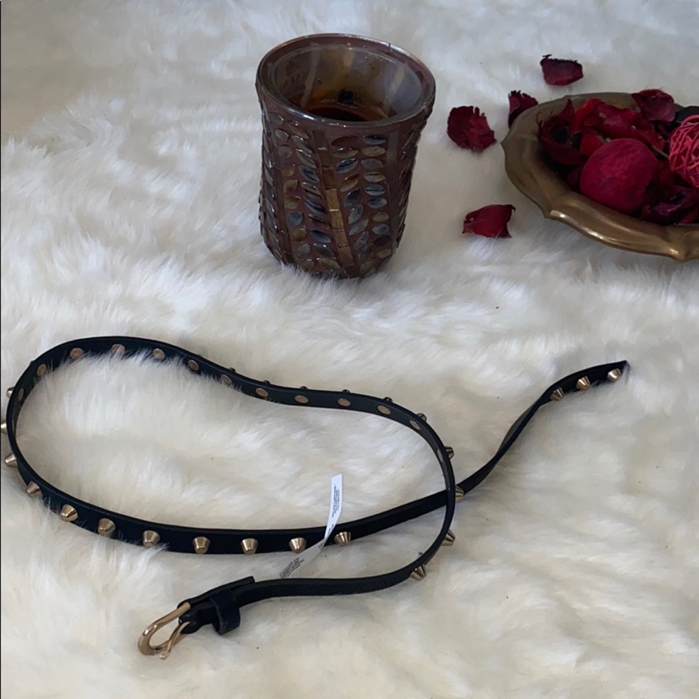 Garage faux leather belt with golden studs